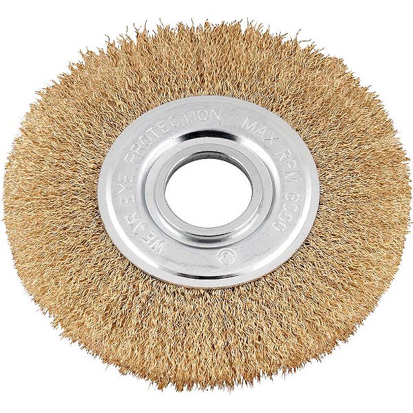 Escova circular aço latonado 6" x 1/2" (152mm x 12,7 mm) com bucha de redução VONDER