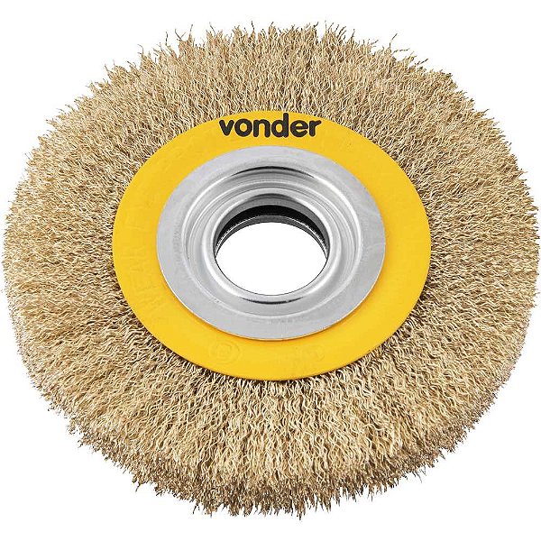 Escova circular aço latonado 6" x 3/4" (152mm x 19,1 mm) com bucha de redução VONDER