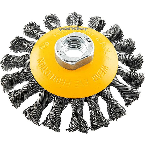 Escova circular cônica 4" x 1/2" M14 torcida VONDER