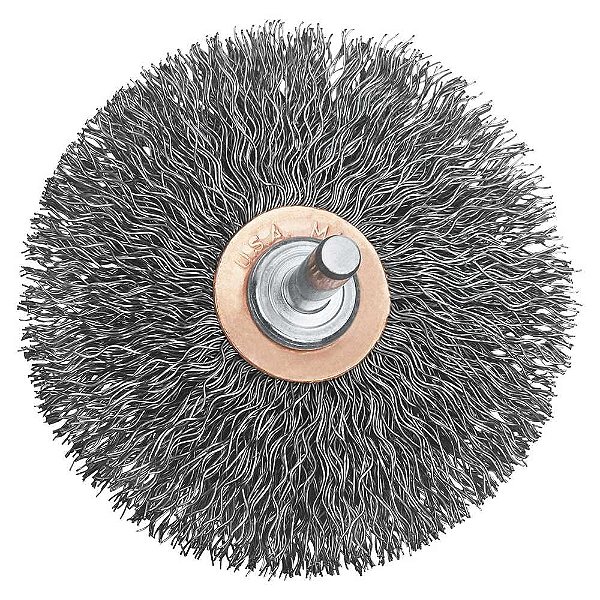 Escova circular de aço carbono 3" com fio ondulado haste de 1/4" DW4903 DEWALT