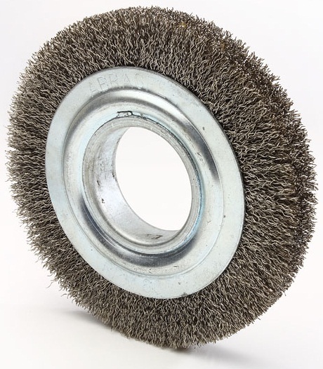 Escova circular de aço ondulada 150mm x 13mm Furo 13mm prensada fio 0,40mm Abrasfer