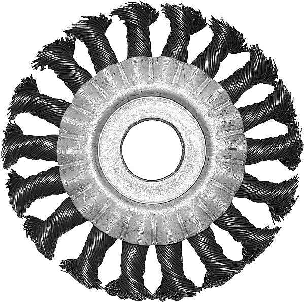 Escova circular de aço trançado 115mm x 13mm furo 22mm fio 0,6mm 12.500 rpm ABRASFER