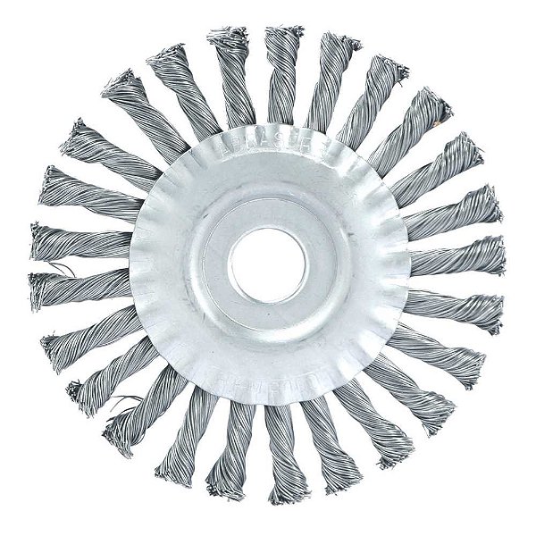 Escova circular de aço trançado 150mm x 13mm furo 22mm fio 0,5mm 9.000 rpm ABRASFER