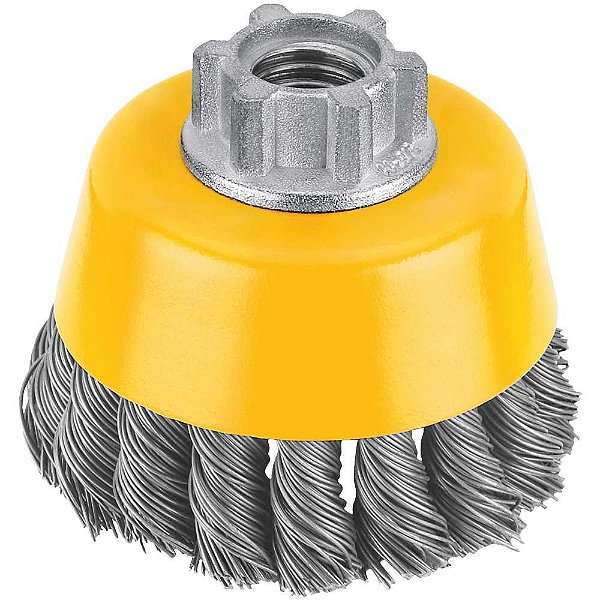 Escova copo em aço trançado 75mm M14 fio 0,5mm 14.000 rpm DW4910M DEWALT
