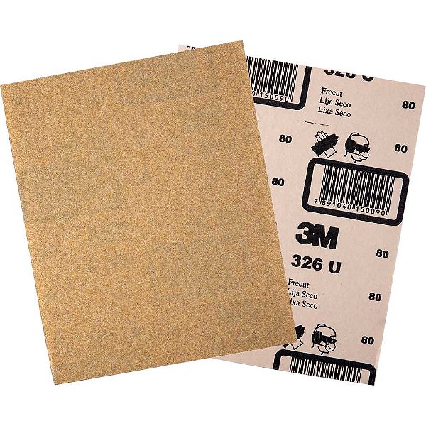 Lixa em folha ouro grão P80 para lixamento e acabamento automotivo a seco 326U 3M - 50 unidades