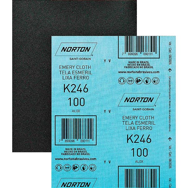 Lixa ferro K-246 grão 100 NORTON - 25 unidades