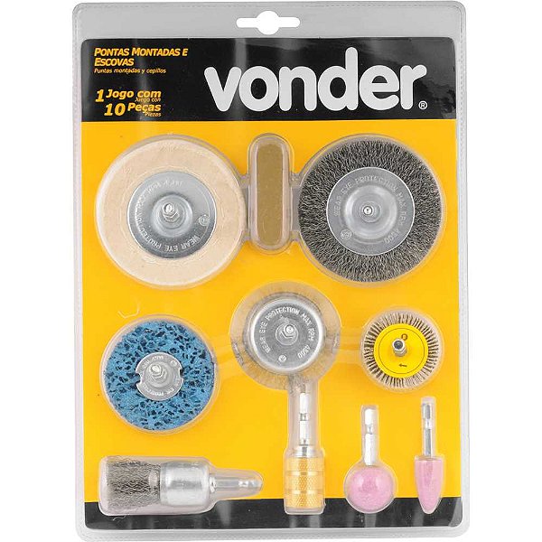 Jogo de pontas montadas e escova com 10 peças VONDER
