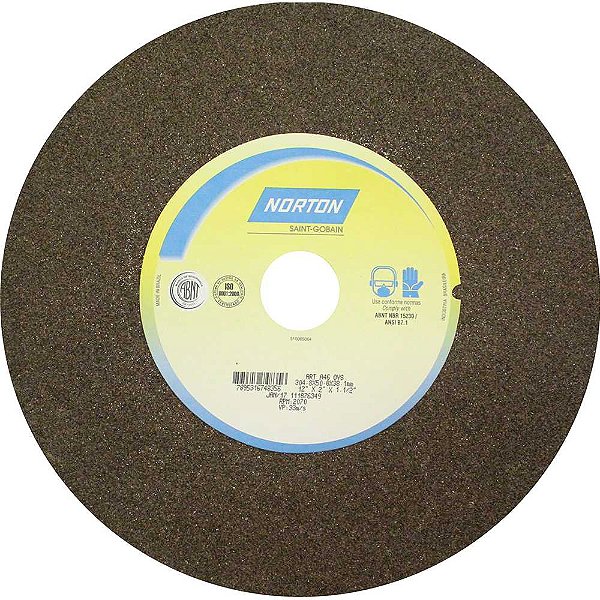 Rebolo reto 12" x 2" grão 46 marrom NORTON