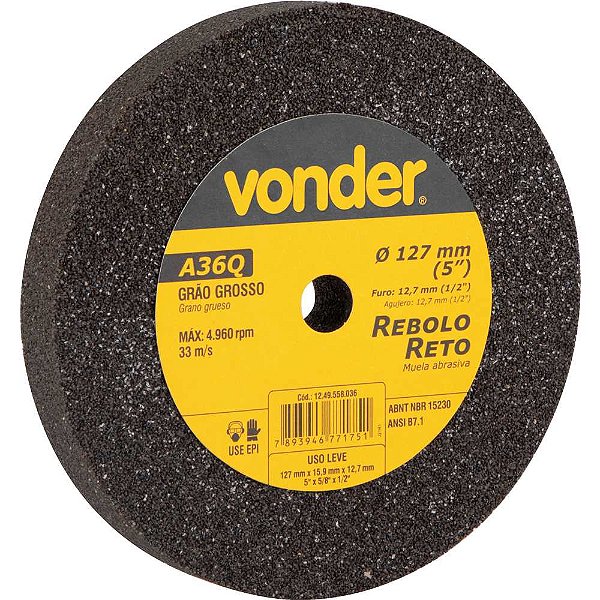 Rebolo reto 5" x 5/8" grosso VONDER