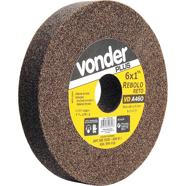 Rebolo reto 6" x 1" grão 36 marrom VONDER PLUS