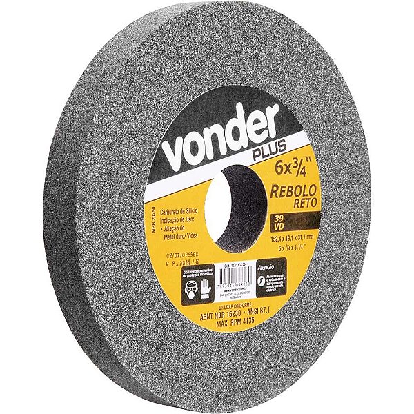 Rebolo reto 6" x 3/4" 39 CVD grão 120 verde VONDER PLUS