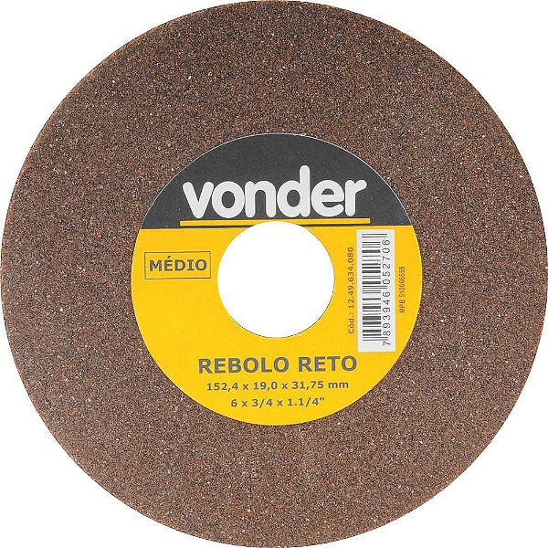 Rebolo reto 6" x 3/4" médio VONDER