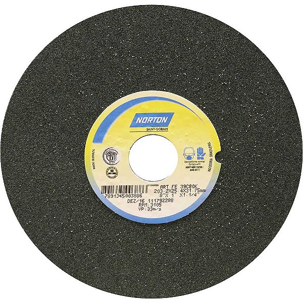 Rebolo reto 8" x 1" 39C grão 80 verde NORTON