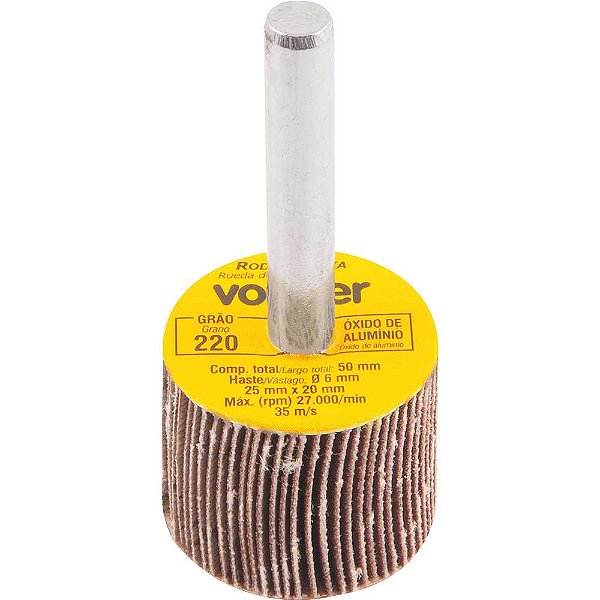 Roda de lixa 25mm x 20mm com haste grão 220 VONDER