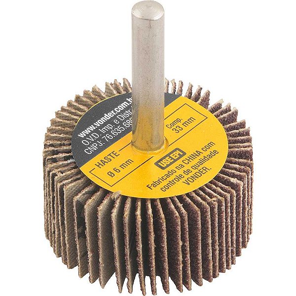 Roda de lixa 40mm x 20mm com haste grão 80 VONDER