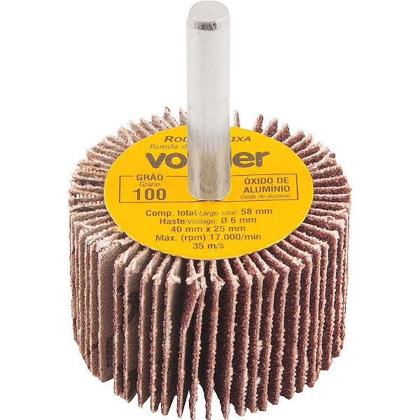 Roda de lixa 40mm x 25mm com haste grão 100 VONDER