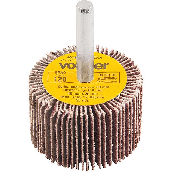 Roda de lixa 40mm x 25mm com haste grão 120 VONDER