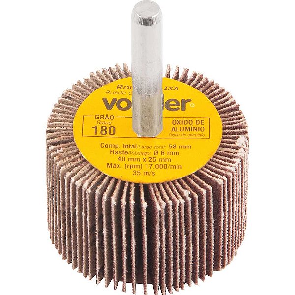 Roda de lixa 40mm x 25mm com haste grão 180 VONDER