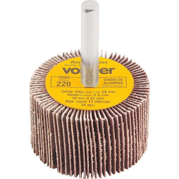Roda de lixa 40mm x 25mm com haste grão 220 VONDER