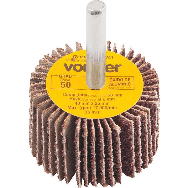 Roda de lixa 40mm x 25mm com haste grão 50 VONDER