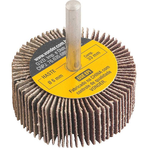 Roda de lixa 50mm x 20mm com haste grão 80 VONDER