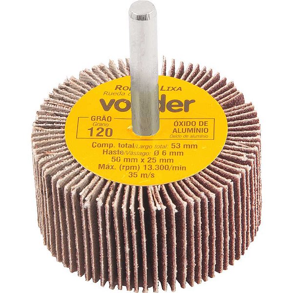 Roda de lixa 50mm x 25mm com haste grão 120 VONDER