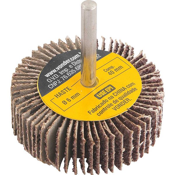 Roda de lixa 60mm x 20mm com haste grão 36 VONDER