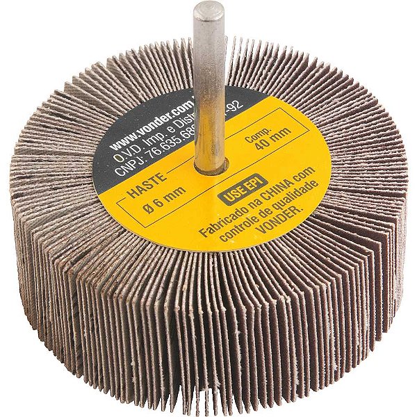 Roda de lixa 80mm x 30mm com haste grão 220 VONDER