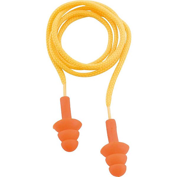 Protetor auditivo tipo plug de silicone com cordão em algodão NOVE54 - 10 unidades