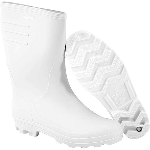 Bota de PVC branca cano médio com forro 43 VONDER