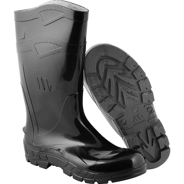 Bota de PVC preta com forro cano longo 37 MARLUVAS