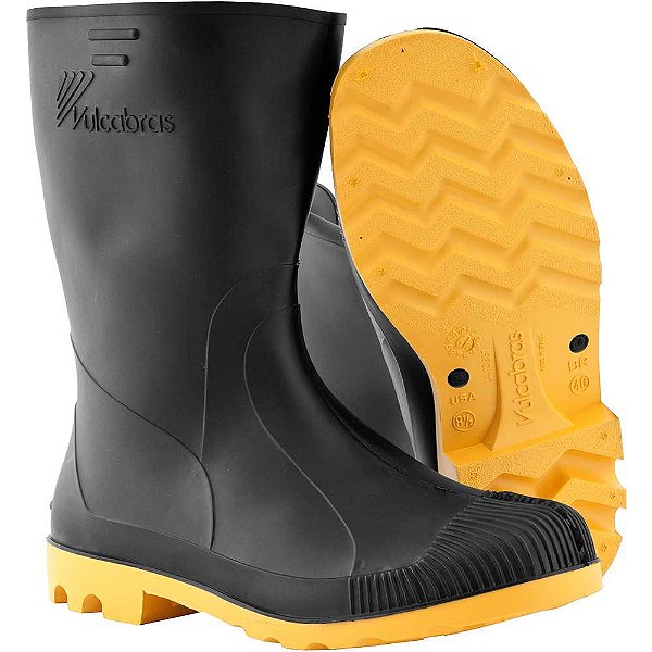 Bota de PVC preta e amarela tamanho 40 cano curto sem forro CPCC30 VULCABRAS