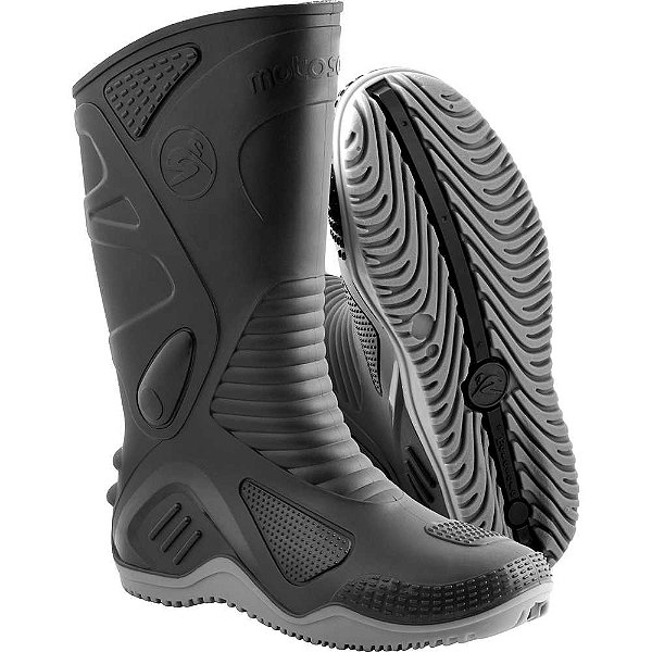 Bota de PVC preta e cinza 40 MOTOSAFE