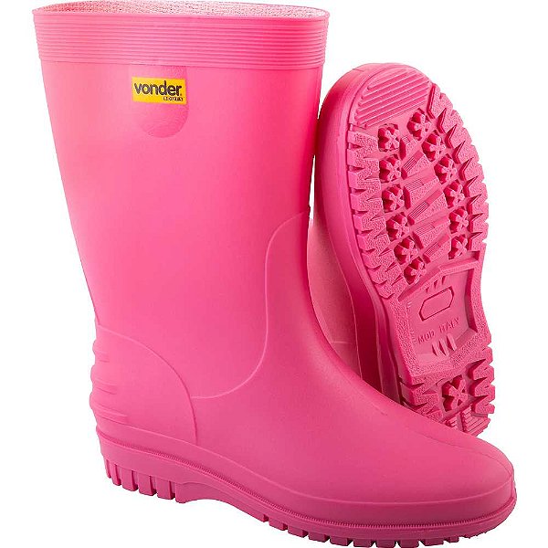 Bota de PVC rosa com forro 38/39 VONDER
