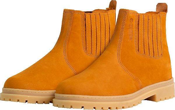 Botina de couro nobuck 40 com elástico tipo campeira solado de látex natural Castor 094 CADORI
