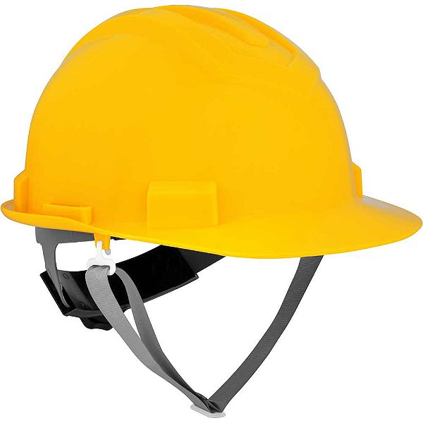 Capacete aba frontal amarelo com jugular e suspensão com catraca VONDER PLUS