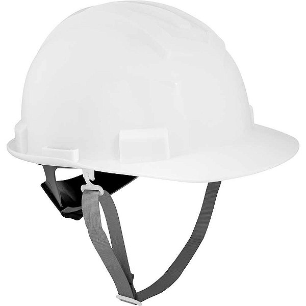 Capacete aba frontal branco com jugular e suspensão com catraca VONDER PLUS