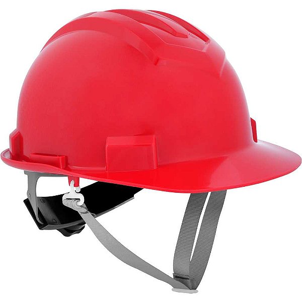 Capacete aba frontal vermelho com jugular e suspensão com catraca VONDER PLUS