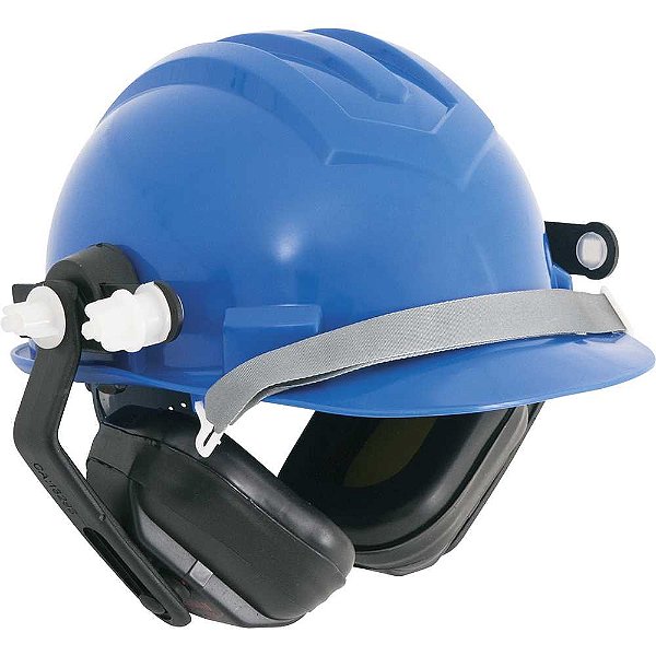Capacete azul com aba frontal e abafador de ruídos,3187 LEDAN