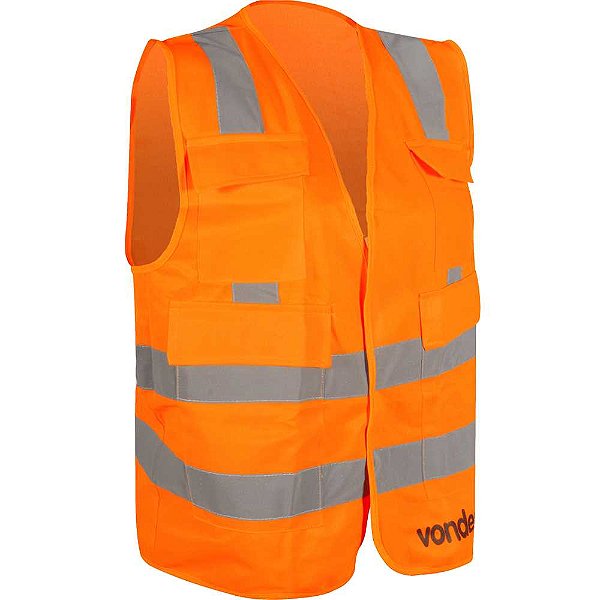 Colete refletivo tipo blusão com bolso laranja CV 107 VONDER