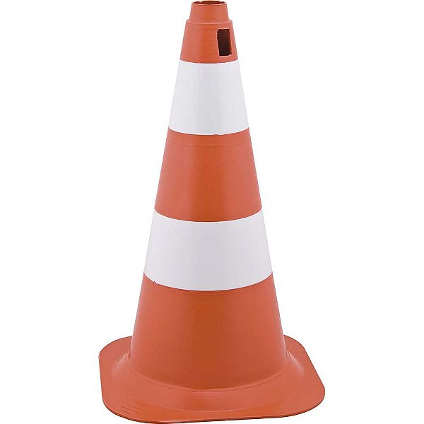 Cone de sinalização com 50cm branco e laranja em polietileno VONDER