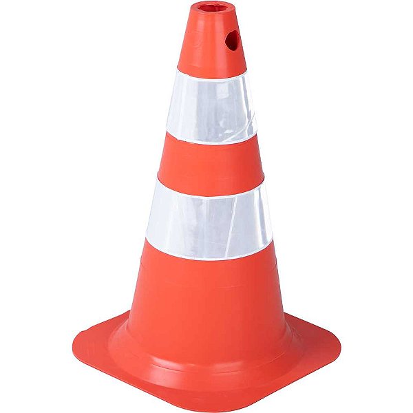 Cone de sinalização com 50cm flexível branco e laranja em PVC VONDER