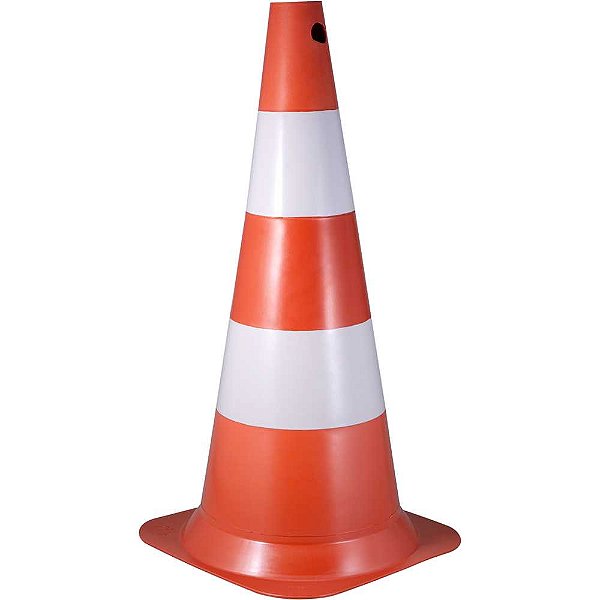 Cone de sinalização com 75cm branco e laranja em polietileno VONDER