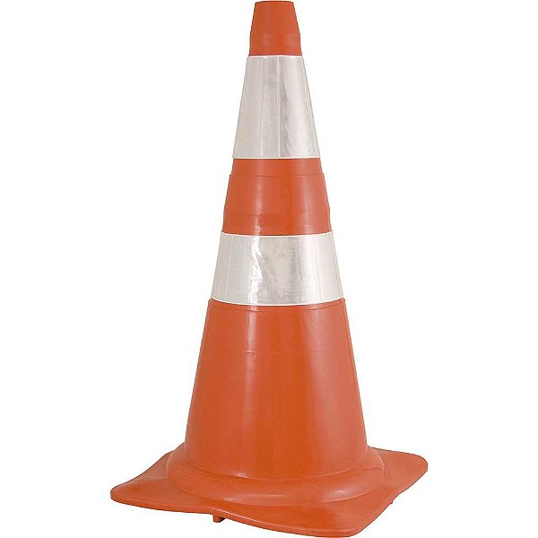 Cone de sinalização com 75cm branco e laranja padrão ABNT PLASTCOR