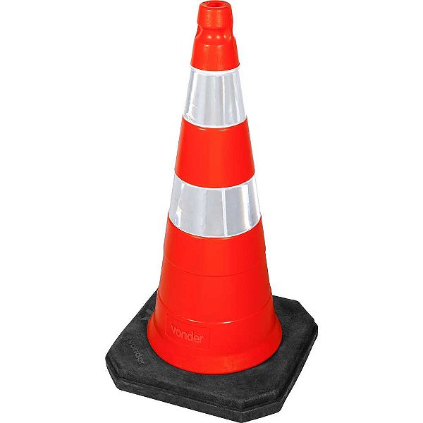 Cone plástico com 75cm base em PVC refletivo branco e laranja VONDER