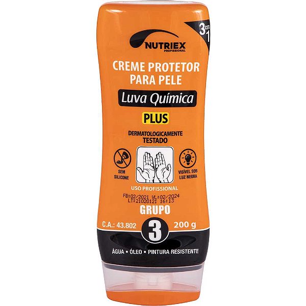 Creme protetor para a pele 200g luva química grupo 3 NUTRIEX