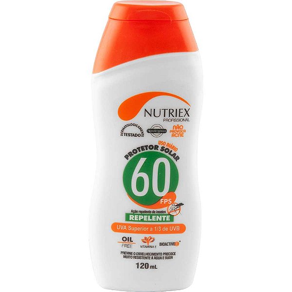 Protetor solar FPS 60 com repelente 120ml NUTRIEX