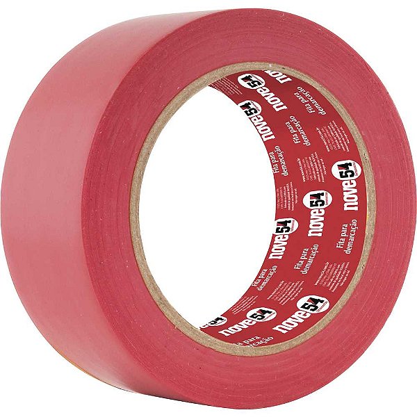Fita adesiva para demarcação 48mm x 30m vermelha NOVE54