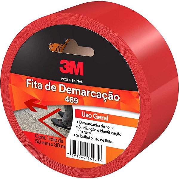 Fita de Demarcação solo vermelha 50mm x 30m 3M