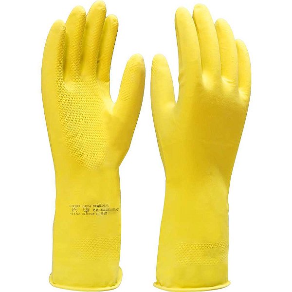 Luva de látex tamanho 10 (XG) cor amarela antiderrapante Verniz Silver LV-LAVS-10 IMBAT
